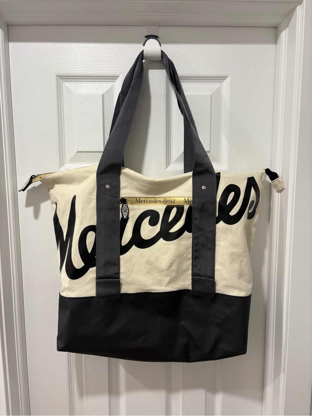Mercedes Benz Black & Cream Canvas Tote Bag